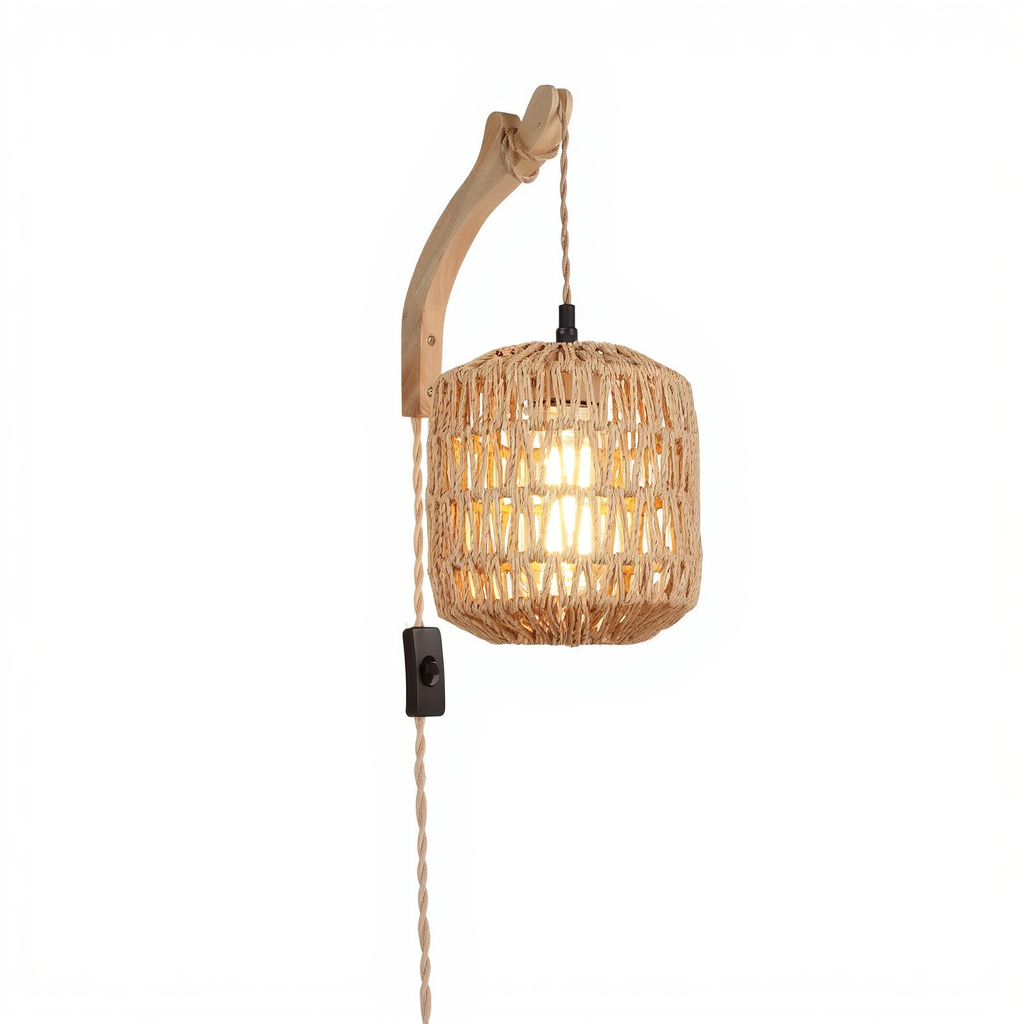 Lampe Wabi Applique Murale Intérieure en Rotin