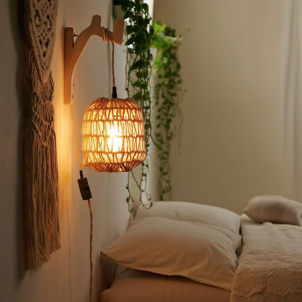Lampe Wabi Applique Murale Intérieure en Rotin