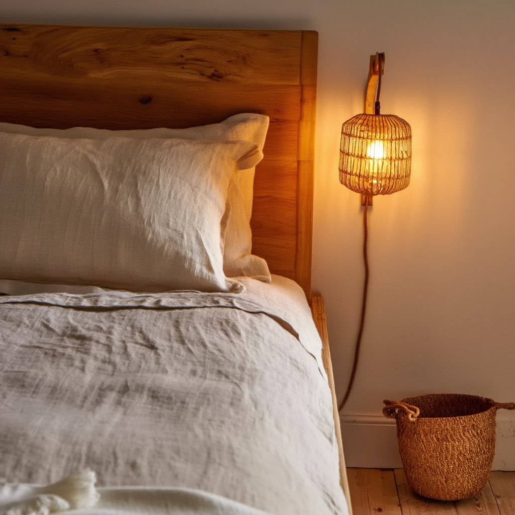Lampe Wabi Applique Murale Intérieure en Rotin